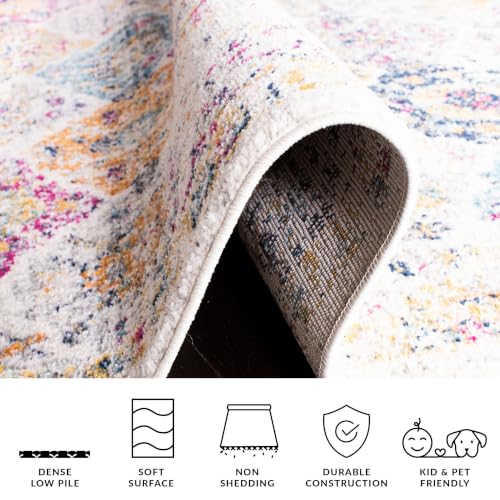 SAFAVIEH Madison Collection Area Rug, 6'7" x 9'2", Cream & Multi, view 6