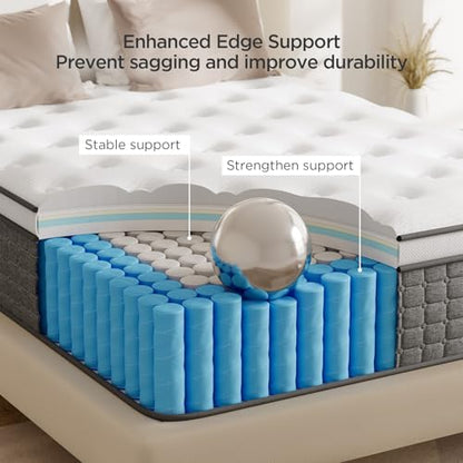 King Size Mattress, Medium Firm 12 Inch Hybrid Mattress King Size in a Box, view 5