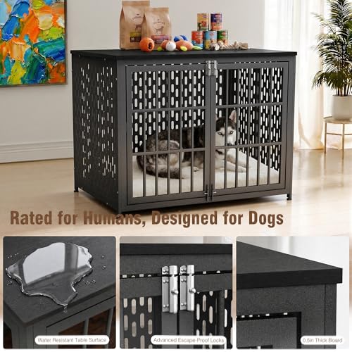 Heavy Duty 42 Inch Indestructible Furniture Dog Crate for High Anxiety Dogs, view 4
