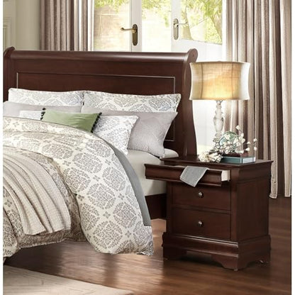 1pc Nightstand with Drawers Brown Cherry Finish Wood Bedroom Furniture