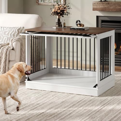 37 Inch Flip-Up Door Dog Crate Furniture for Large Dogs, view 2