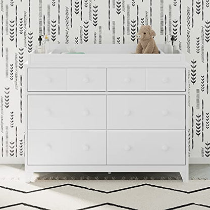 Universal Changer Topper - Transforms Dresser into Baby Changing Station, Fits Standard Size, 3 Compartments for Changing Essentials, Soft Felt Bottom to Protect Dresser (White)