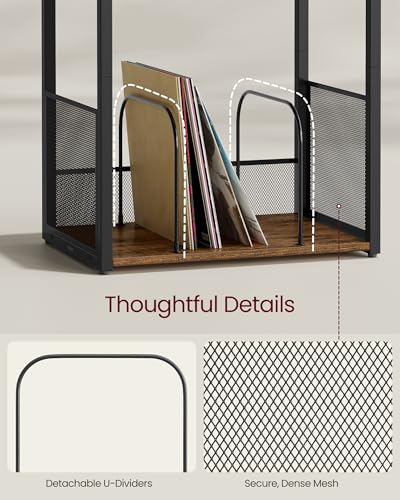 3-Tier Record Player Stand, Vinyl Record Storage up to 100 Albums, view 6