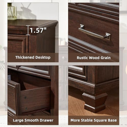 Farmhouse 7 Drawer Dresser for Bedroom, Walnut, view 7