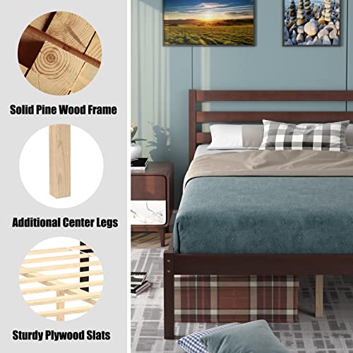 Full Wood Platform Bed Frame with Headboard, view 5