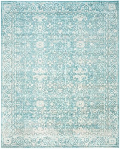 SAFAVIEH Area Rug 8x10 - Evoke Collection - Large - Light Blue & Ivory, Shabby Chic Distressed Design, Non-Shedding & Easy Cleaning, Ideal for Living Room, Bedroom, Office, Dining Space (EVK270D)
