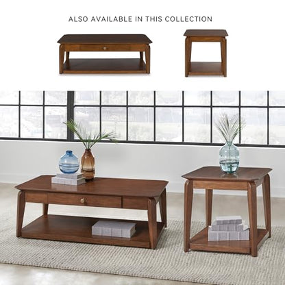 Signature Design by Ashley Trenmour Mid-Century Modern End Table with Lower Open Shlef, Light Brown