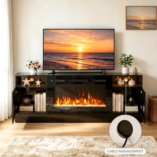 MXV Fireplace TV Stand with 36'' Electric Fireplace Up to 80" TVs, view 7