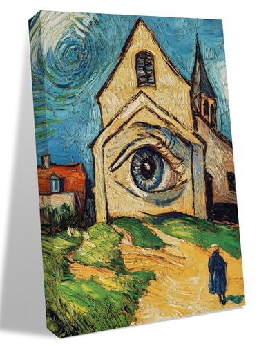 NuYeBiofx Abstract Farmhouse Starry Night Eye Canvas Wall Art Prints, view 2