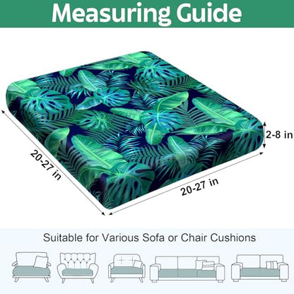 8Pcs Patio Cushion Covers Stretch Outdoor Couch Cushions Slipcovers Replacement Washable Furniture Protector with Elastic Bottom Sofa Chair Seat Cover, Palm Leaves