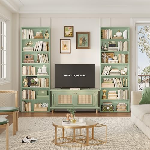 82" Tall Bookshelf Bookcase, 7-Tier Open Display Shelves, Green, view 5