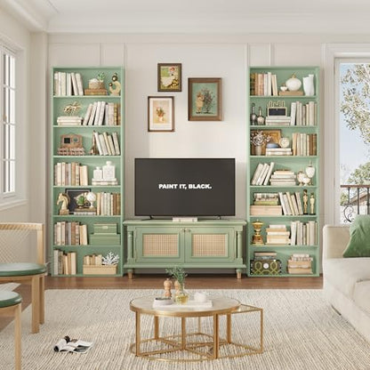 82" Tall Bookshelf Bookcase, 7-Tier Open Display Shelves, Green, view 5