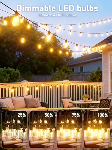 60FT LED Outdoor String Lights with 16+1 Edison Shatterproof IP65 Waterproof, view 7