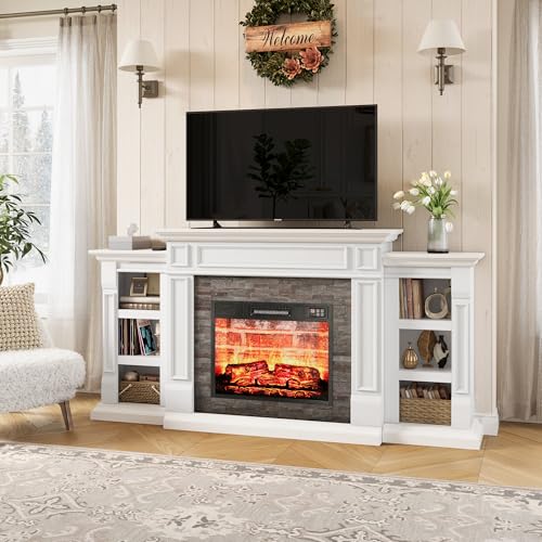 72" Electric Fireplace with Mantel, Fireplace TV Stand for TVs Up to 80 Inch, view 5