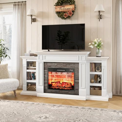 72" Electric Fireplace with Mantel, Fireplace TV Stand for TVs Up to 80 Inch, view 5