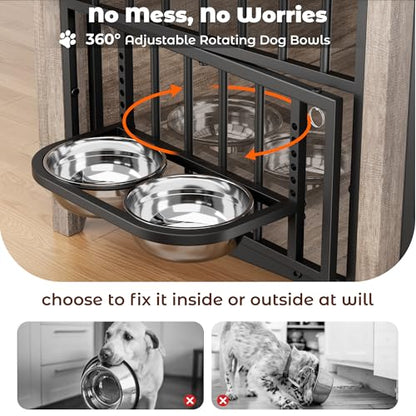 Dog Crate Furniture, 37.8" L*23.6" W*27" H, Grey, view 4