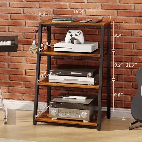 4-Tier AV Media Stand with 2 Hooks, view 4
