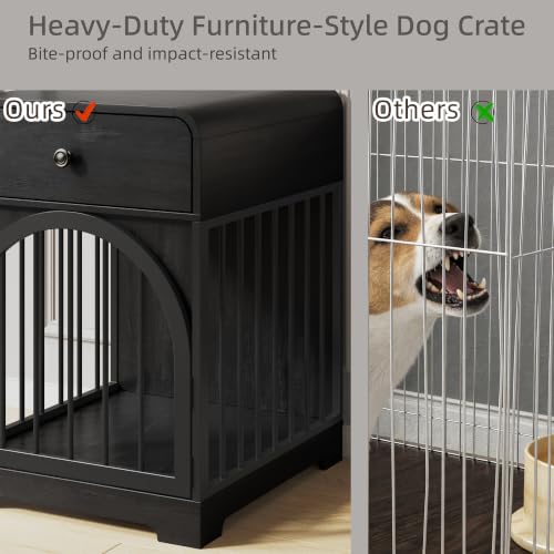 Dog Crate Furniture, Wooden Dog Crate House with Drawer, view 6