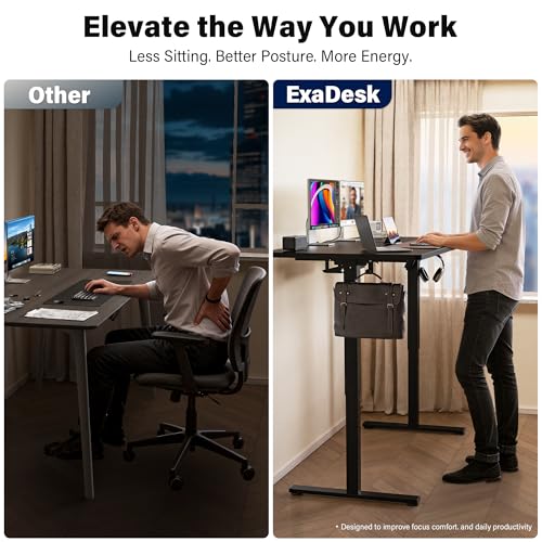 Electric Standing Desk, 63 x 30 Inch Extra Large Desktop, Adjustable Height Sit Stand Desk, Home Office Workstation for Dual & Triple Monitor, Classic Black