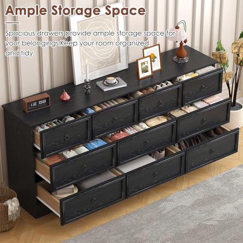 10-Drawer Dresser, Modern Wooden Storage Chest of Drawers, Dresser TV Stand, view 6