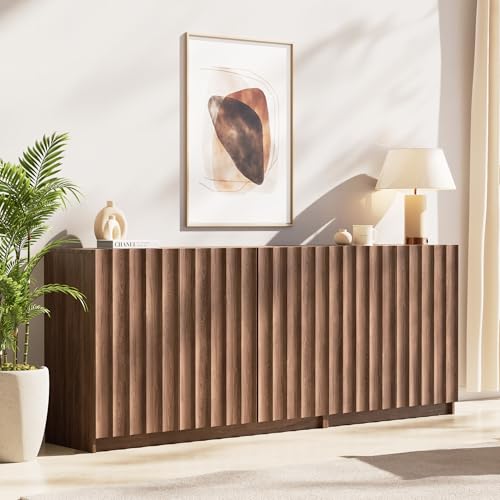 Fluted Sideboard Buffet Cabinet with Storage, view 2