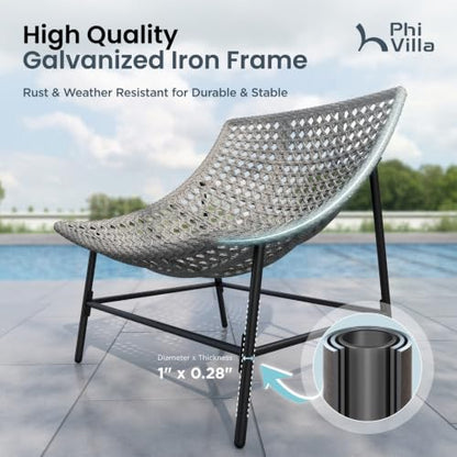 Outdoor Papasan Chairs Set of 2, Oversized Scoop Wicker Chairs, view 6