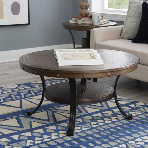 Powell Furniture Franklin Cocktail Table, Small, Multicolor,Brown/Black