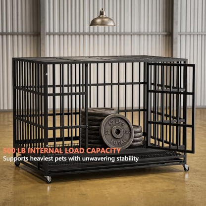 48" Heavy Duty Dog Crate for Large Dogs, Black, view 5