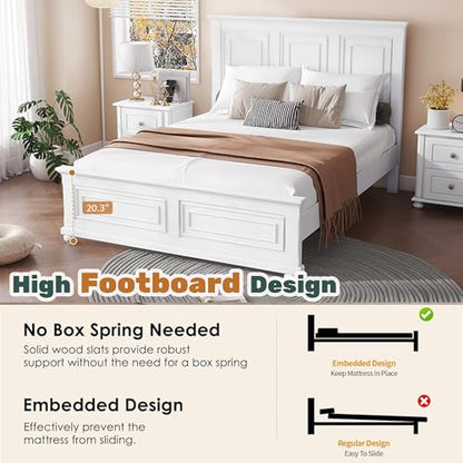 Wood Bed Frame Queen with Tall Headboard & Footboard, view 5