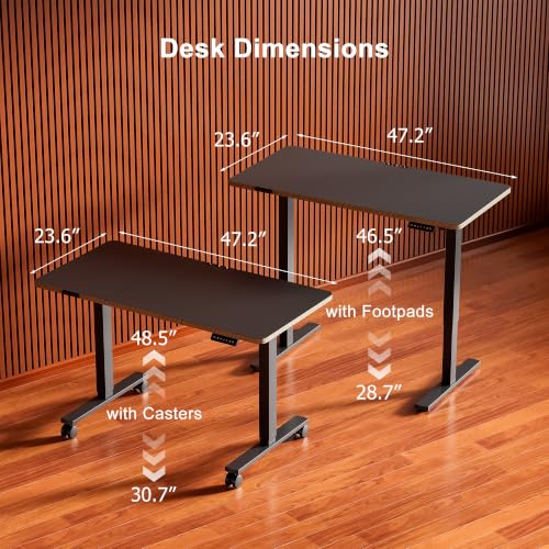 48 Inch Standing Desk with Wheels, USB-C Port, Cable Management, view 4