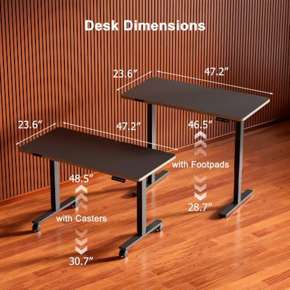 48 Inch Standing Desk with Wheels, USB-C Port, Cable Management, view 4