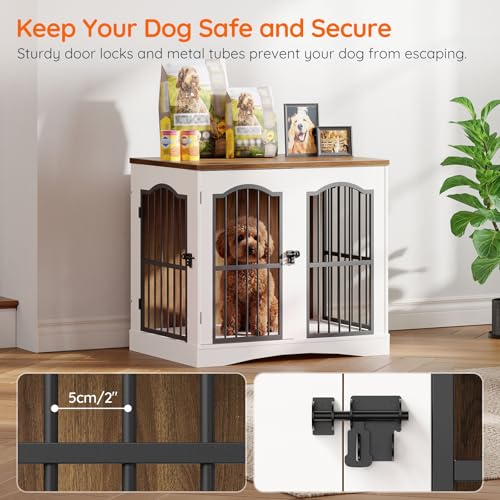 26.8" Wooden Dog Crate Furniture, Heavy Duty Dog Crate Indoor with 3 Doors, view 4
