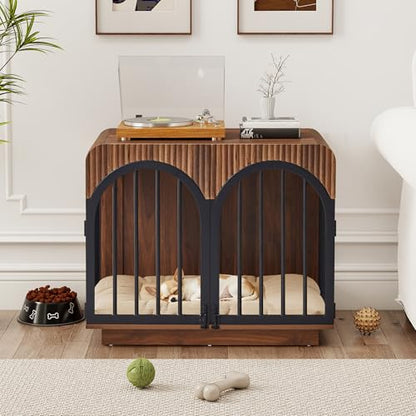 31.5" Fluted Wooden Dog Crate Furniture, view 7