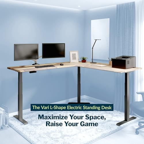 Vari ComfortEdge L-Shape Standing Desk, 80x80, Reclaimed Wood/Slate, view 4