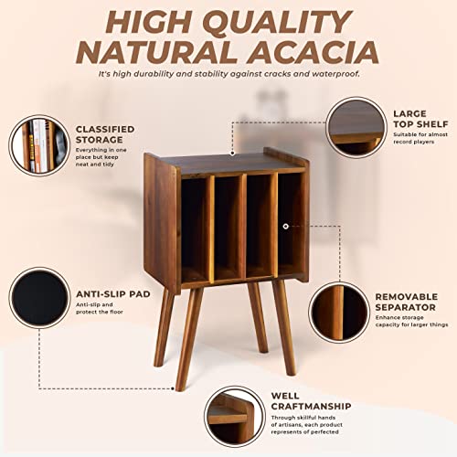 Wooden LP Record Player Stand with 4 Cabinets, Holds up to 100 Vinyls, view 5