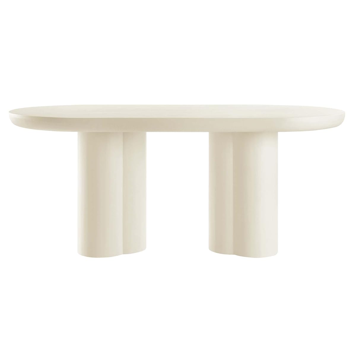 Caspian 72Inch Oval Dining Table Industrial Concrete White Finish Modern Kitchen Room Entertaining Home Furniture Quality Stylish Elegant Durable Refined Versatile