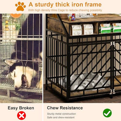 Dog Crate Furniture, Wooden Dog Crate End Table, Wooden Dog Crate with Divider, view 4
