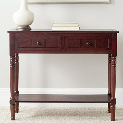 SAFAVIEH Furniture - Samantha 2-Drawer Console Table - Dark Cherry - Solid Wood - Classic Storage Design - Ideal for Entryway, Living Room, Hallway, 35.8"W x 13.8"D x 29.5"H (AMH5710D)