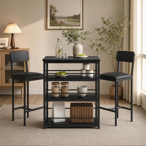 Farmhouse Counter Height Kitchen Table with 2 Bar Stools, view 3