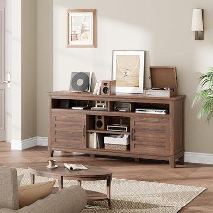 Farmhouse TV Stand for 63 in, Entertainment Center with Storage Cabinets, view 6