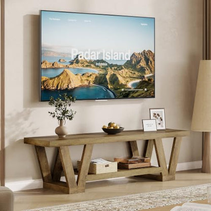 63" TV Stand for TVs up to 65 Inch, Farmhouse Entertainment Center with Storage, view 7