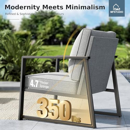 5 Seats Patio Furniture Sets, Olefin-Filled Textilene Fabric Backrest Outdoor Conversation Sets with Coffee Table, 4 Pieces Metal Frame Outdoor Sectional Sofa Sets for Garden, Backyard(Grey)