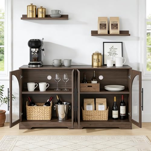 55" Sideboard Buffet Cabinet with Glass Doors, view 7