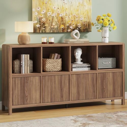 8 Cube Bookcase with 4 Doors, Wood Bookshelf with Storage Cabinet, view 3