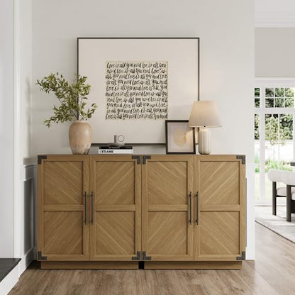 Sideboard Buffet Cabinet with Storage – Large Farmhouse Credenza with Doors & Adjustable Shelves for Living Room, Entryway