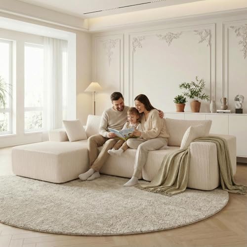 105" Modular Sectional Boneless Couch, Left Chaise L-Shaped Couch, view 6