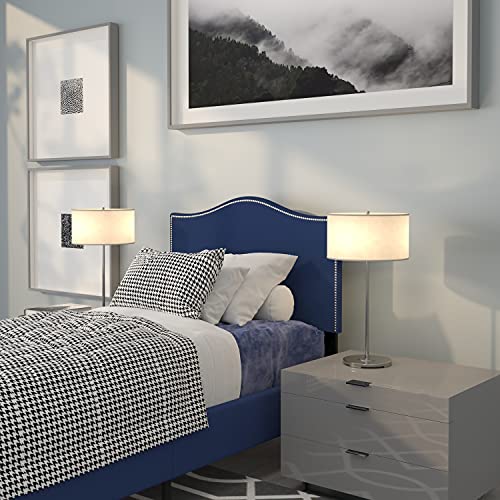 Lexington Upholstered Twin Size Headboard with Accent Nail Trim in Navy Fabric, view 2