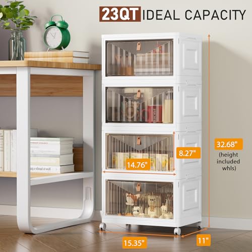 Closet Organizers and storage with Wheels, 23QT White, view 3