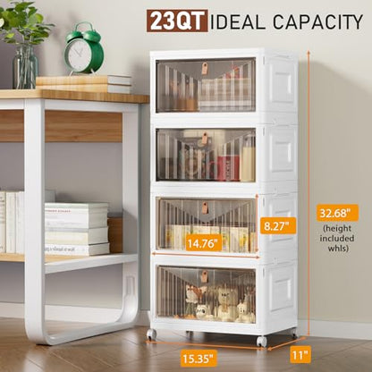 Closet Organizers and storage with Wheels, 23QT White, view 3