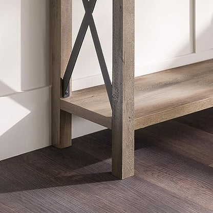 Sedalia Modern Farmhouse Metal X Entry Table, 46 Inch, Grey